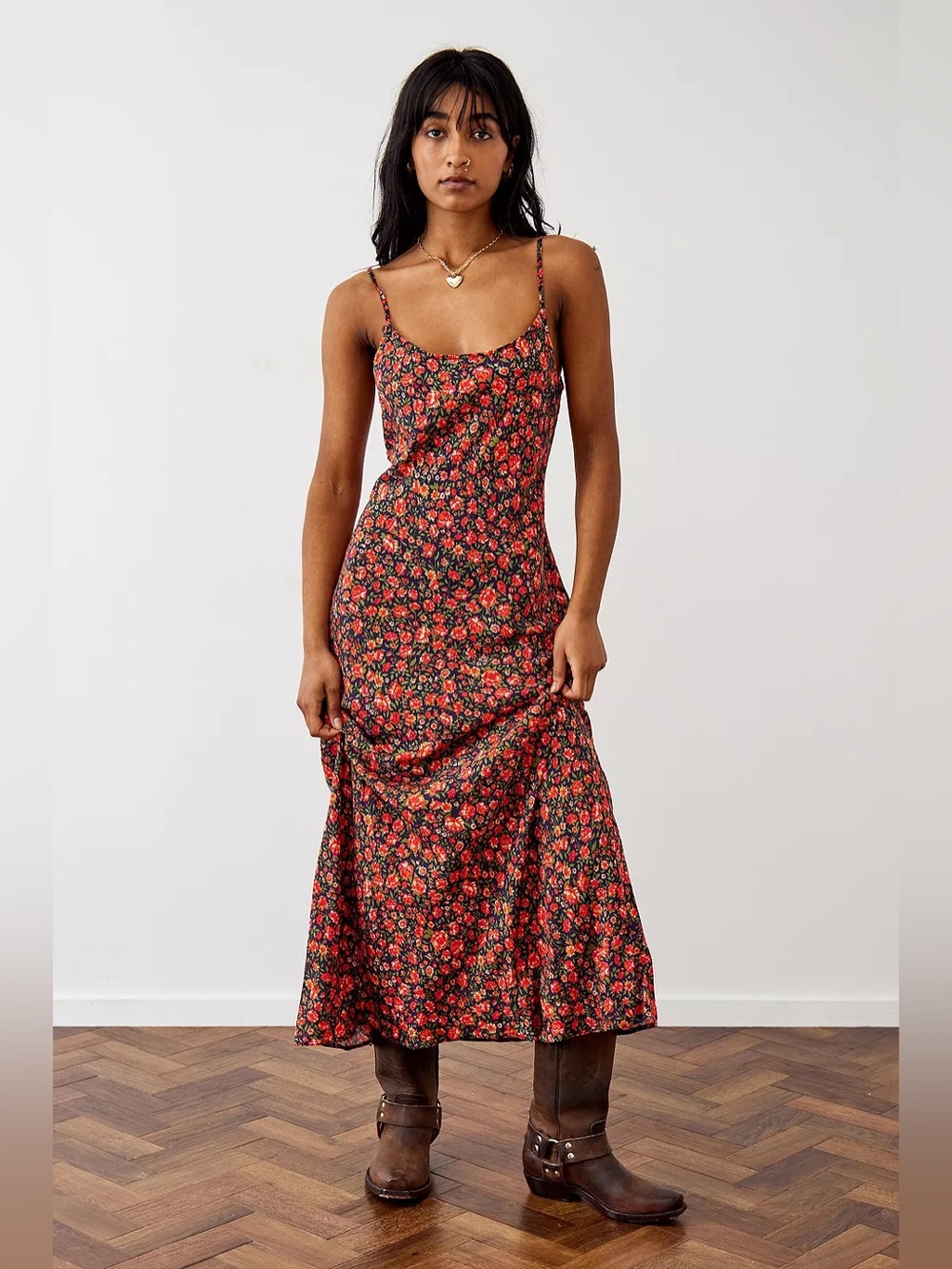 Urban Outfitters Archive Rose Print Maxi Slip Dress size L
